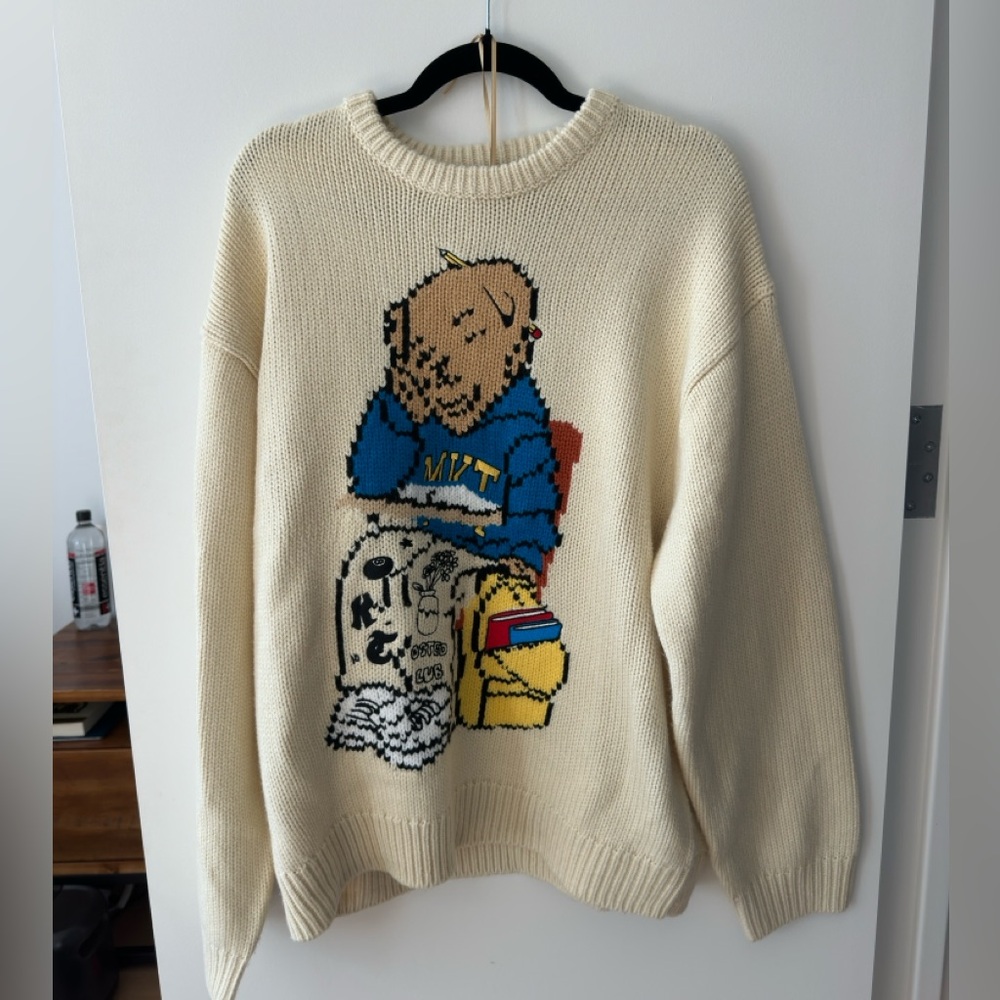 Market Making The Grade Bear Sweater in Ecru